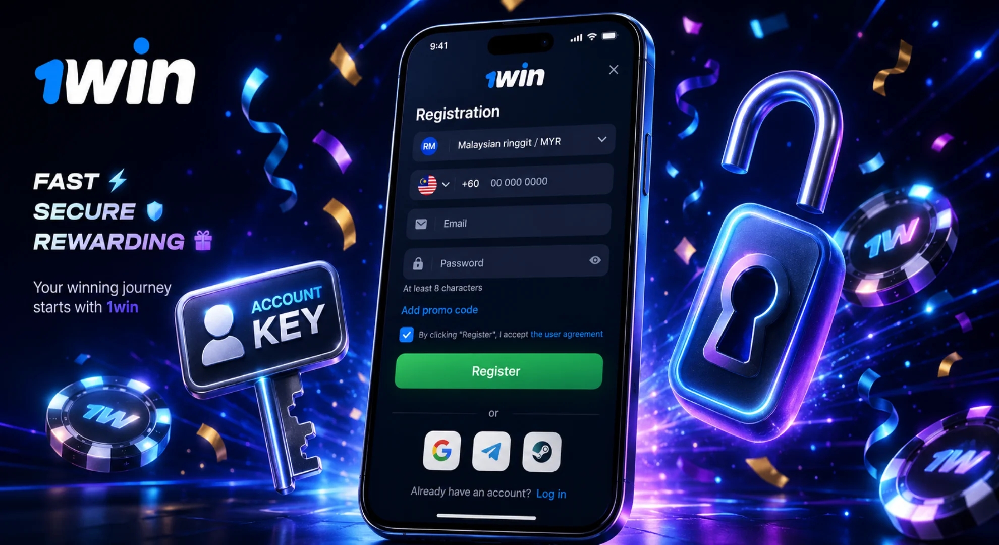 Quick registration process for 1win online casino Malaysia
