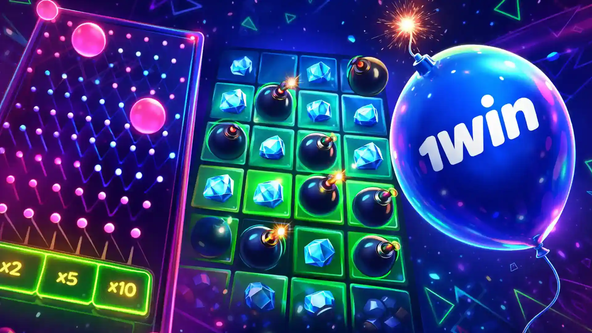 How to play 1win game: Mines, Plinko and 1win Balloon arcade